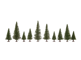 NOCH Fir Trees with Planting Pins 5–14 cm – 10 Trees – 26930